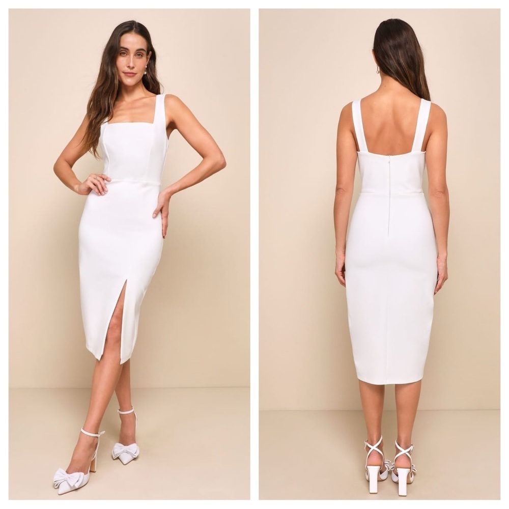 Lulus Baby, You're The One White Sleeveless Bodycon Midi Dress